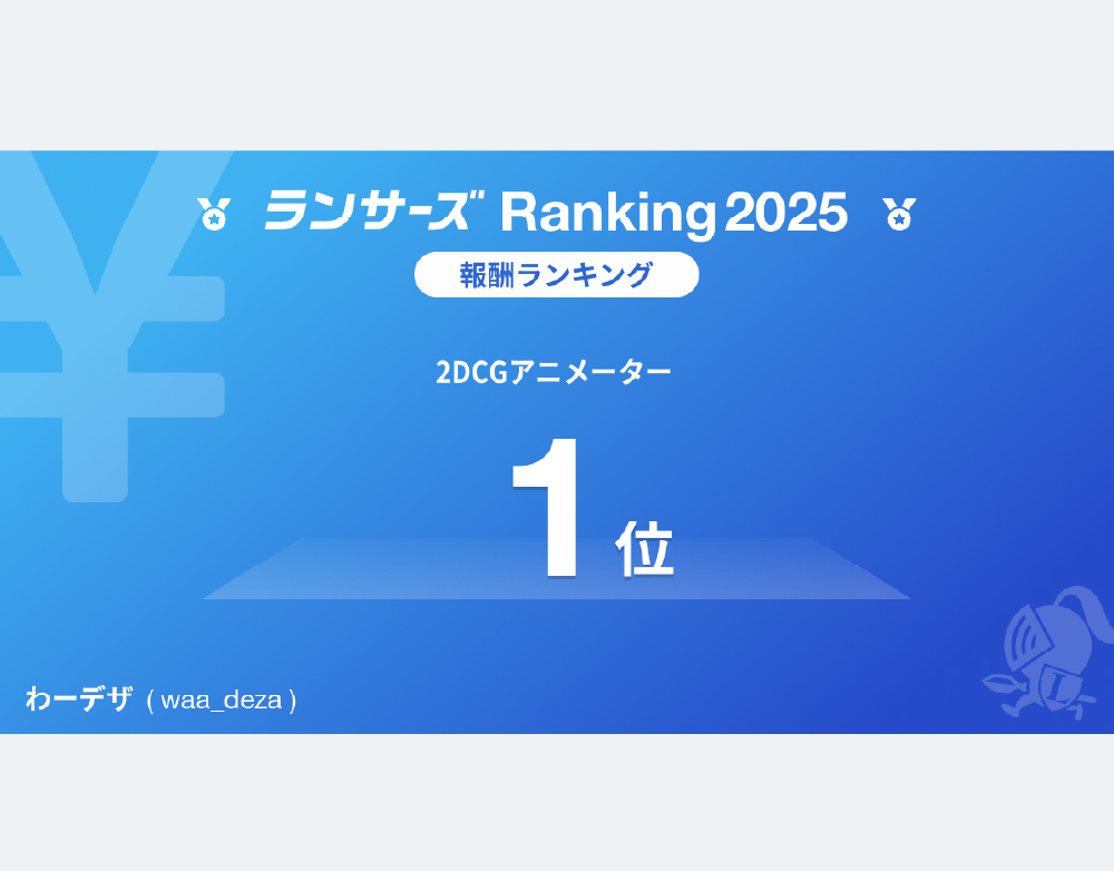 ランサーズ Ranking 2025・2DCG部門にて、パッケージ売上ランキング1位を受賞いたしました